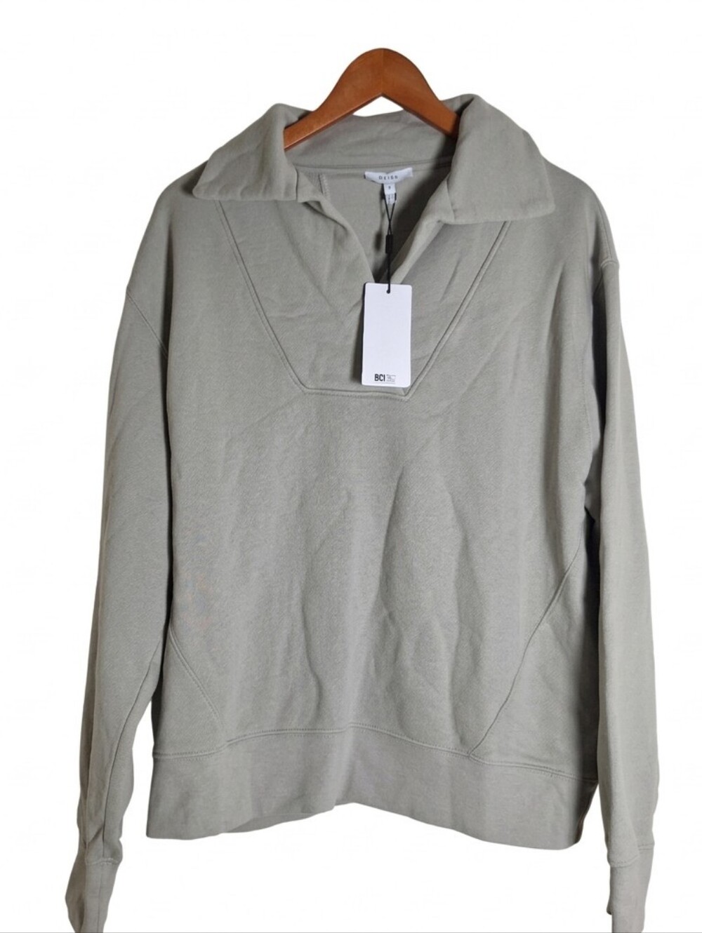 NWT Reiss Farley Shawl Collar Sweatshirt Sage Green Size Medium